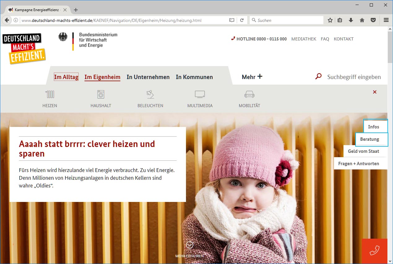 Screenshot of Deutschland macht's effizient website